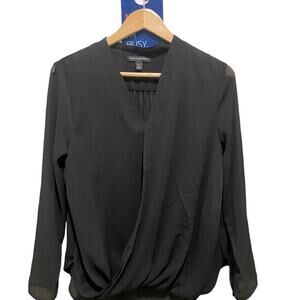 Banana Republic Factory Black Drapey V-Neck Blouse - Small
